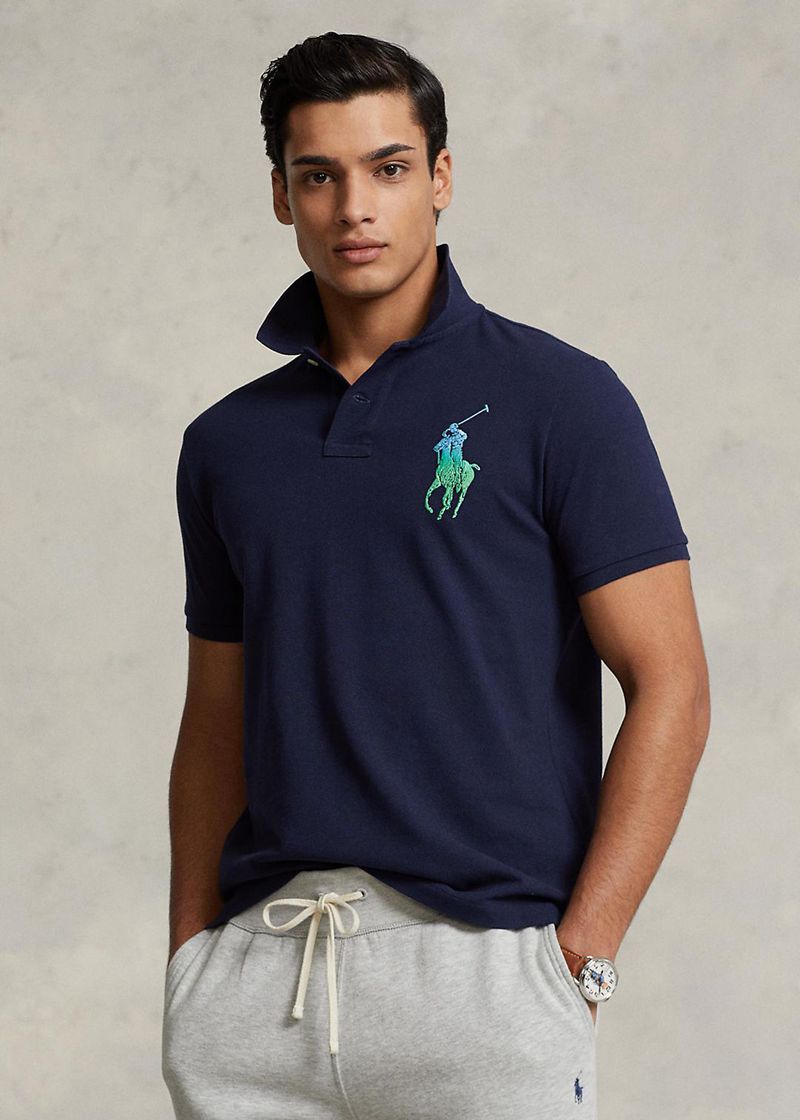 Poleras Polo Polo Ralph Lauren Hombre Custom Slim Fit Big Pony Mesh Chile Azul Marino TJNLG-3184